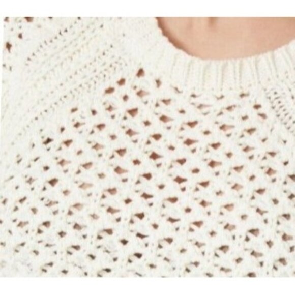 NEW Cream Loose Knit Long Sleeve Open Back Sweater Size‎ M - Picture 4 of 12